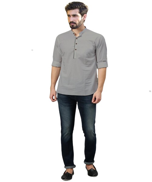 M SHIRTINX SLIM FIT PLAIN SHORT KURTA
