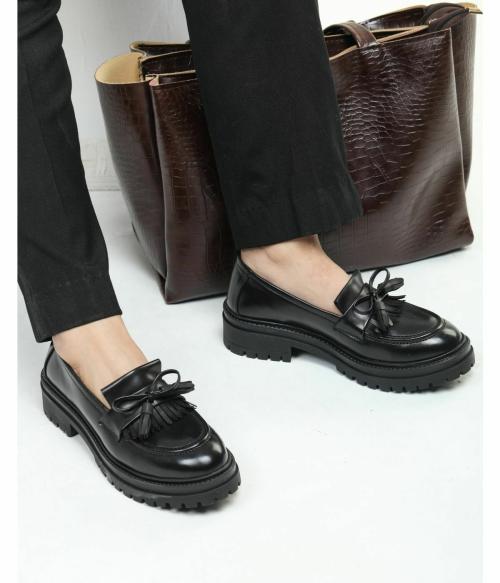Shuz Touch Black Loafers for Women