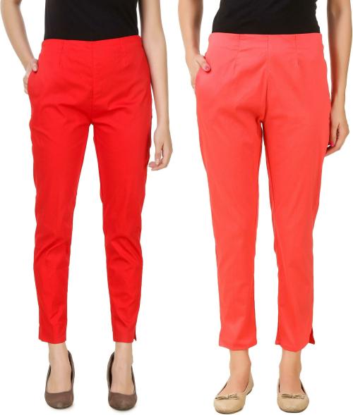 Q-Rious Women Multicolor Solid Pack of 2 Casual Trousers
