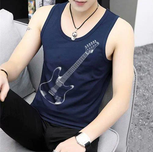 THALASI Sleeveless Tshirt for Men/Vest for Men -Gym Vest/Sando for men- Navy Vest(Medium)