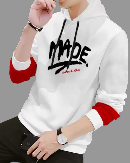 FastColors Hooded White Full Sleeve T-Shirt