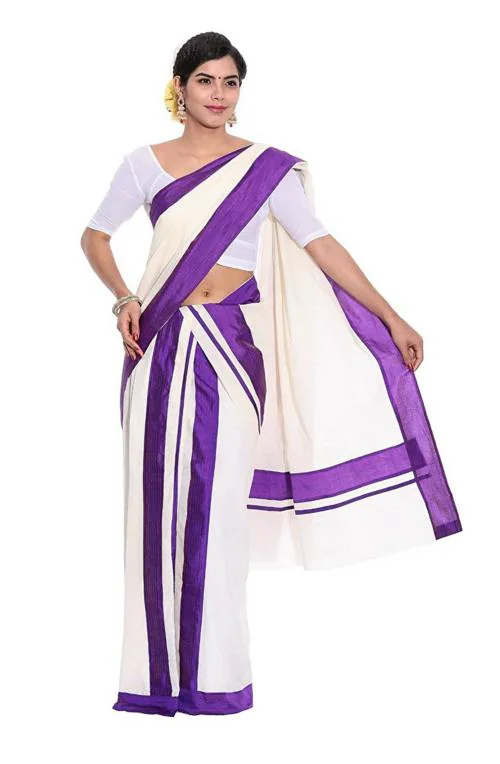 Fashionkiosks Women Cotton Kerala Kasavu Set Mundu With Blouse