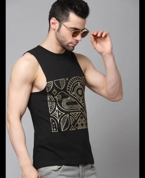 Rigo Men Black Vest T-shirt