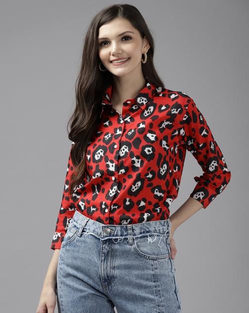 Aarika Womens Red Color Shirt
