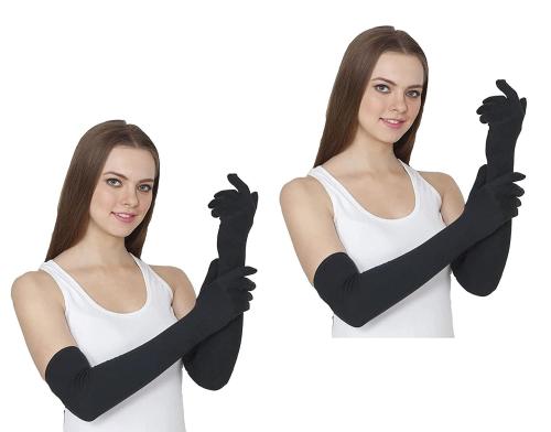 Cotson Unisex Arm Covered Full Long Cotton Gloves -Pack OF 2 Pairs