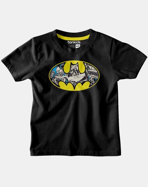 BonKids Boys Black Cartoon 100% Cotton T-shirt