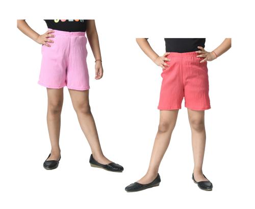 KAYU Girls Solid Crepe Regular Shorts Hotpant Nekker (Pack of 2)
