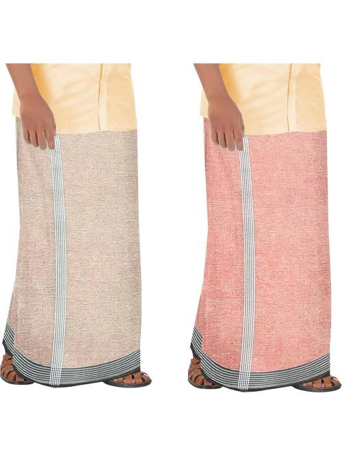 PRAKASAM COTTON COTTON Mens Multi Colour Thalapathi Stripes Border(1.28X2.00mtrs) Solid Men Dhoti