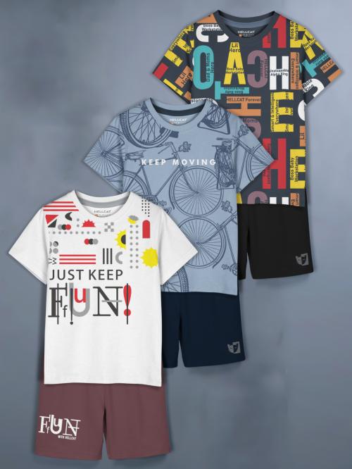 HELLCAT Girls Western Wear Clothing Set with Top & Shorts - Pack 3