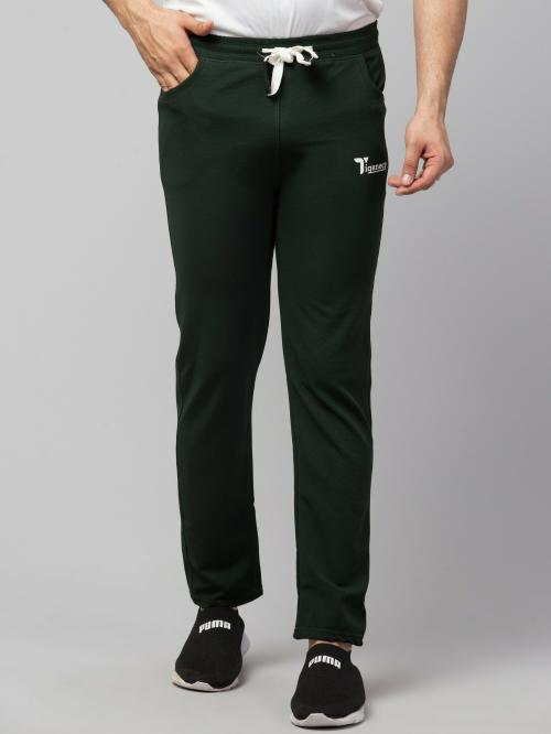 Tigenecy Men Green Solid Cotton Blend Track Pants M JioMart