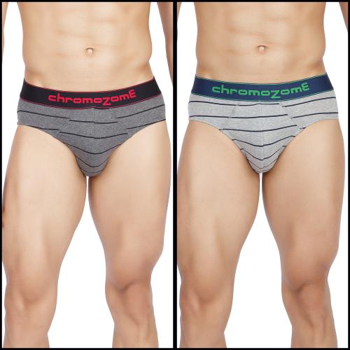 Chromozome Men Multi 5 Striped Cotton Stretch Pack of 2 Briefs