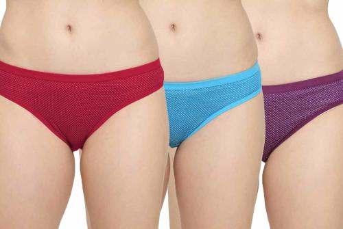 Emberge Women's High Coverage Super Combed Cotton Mid Waist Hipster with Outer Elastic Waistband (Pack of 3 Printed Panties) (2XL, Diverse Dot Printed)