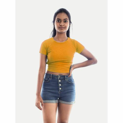 Rad Prix Women Yellow cropped T shirts