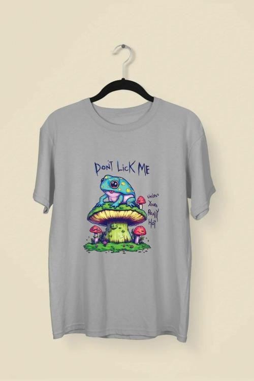 Wild Punk Dont Lick 100% Cotton Premium Unisex Printed Tshirt (Grey)