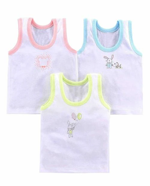 ANGAAKAR CLOTHINGS Printed Baby Vest For Kids Cotton Sleeveless Sando Baniyan Toddler Innerwear Baby Cloth For Boys & Girls Pack of 3