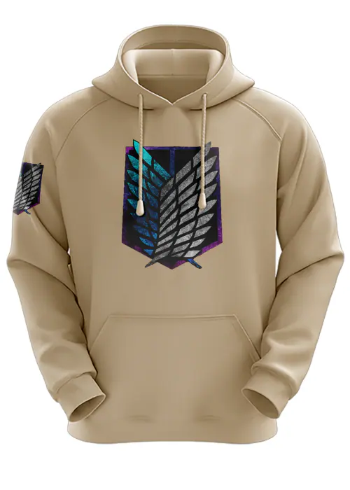 2XL - Unisex Beige Scouts Attack On Titan AOT Anime Hoodie TeesTheDay