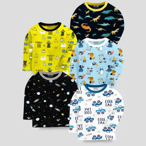 KUCHIPOO Baby Boys and Baby Girls Pack of 5,Multicolor | Boys Tshirt | Kids Wear | T shirt for Kids | T shirt for boys | Boys t tshirts