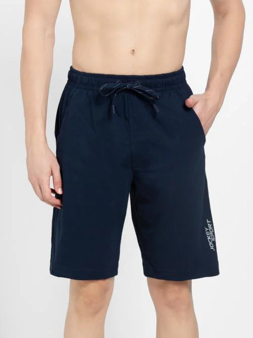 jockey Men Navy Solid Cotton Blend Shorts