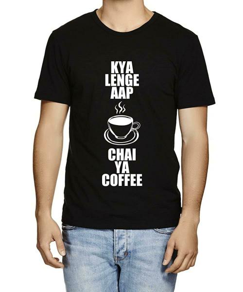 Caseria Men Black Kya Lenge Aap Printed Graphic Cotton T-Shirt (S)