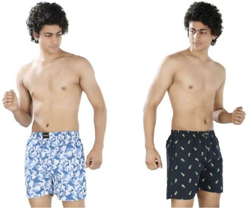 Ramarrow Men Multicolor Printed Pure Cotton Boxers - XXL (Pack of 2)