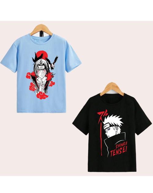 Gudpig Boys Anime Printed Tshirt (Pack of 2)