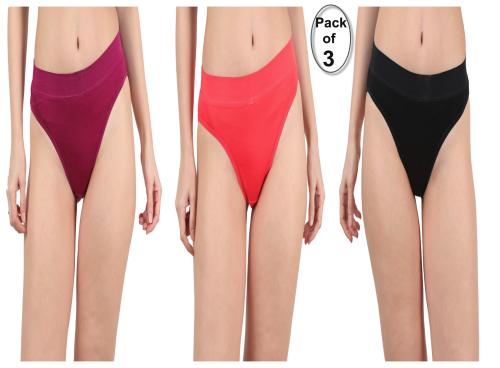 Glus Women Cotton Plus Big Size Panties( Large to 6XL) Assorted Multicolour Panties ,Pack of 3 ,Size -6XL