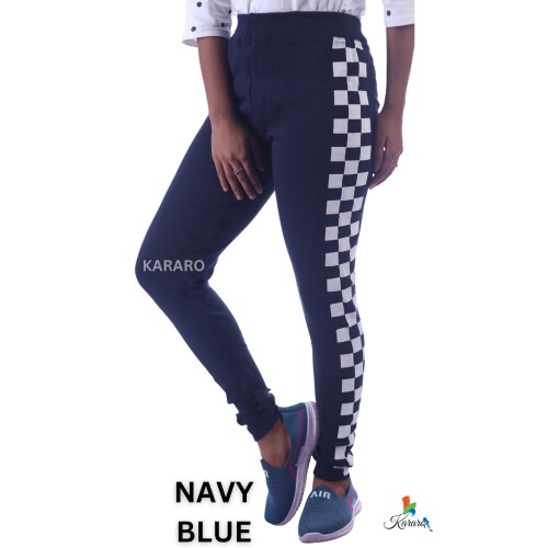 KARARO SIDE CHECK JEGGINGS(NAVY BLUE)