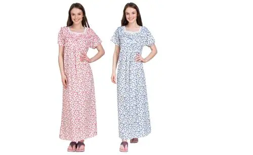 REDGLO Cotton Printed Full Length Women's Nightwear & Night Gown/ Nighty /90
