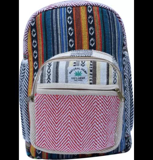 PURSEO All Natural Handmade Multi Pocket Hemp Backpack Unisex School bag (Multicolor)