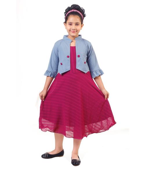 CELEBRITY CLUBGirlsPurpleSelf DesignGeorgetteSingle Jacket Dress