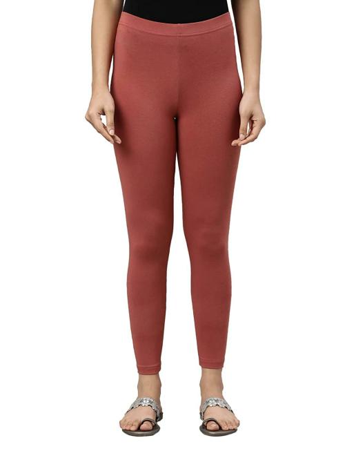 Buy Go Colors Women Rust Solid Stretch Leggings Online at Best Prices