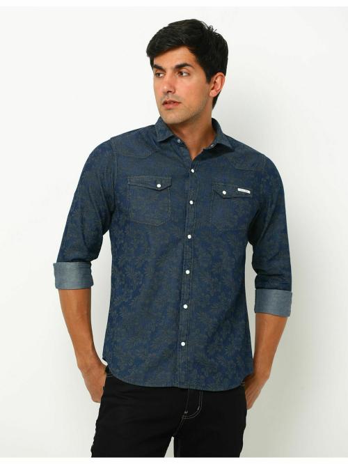 FLY69 Slim Fit Denim Shirts Premium Collections Blue Colour M Size