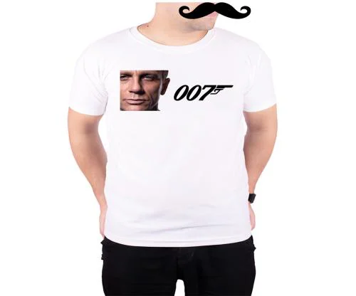 Mooch Wale Daniel Craig James Bond 007 White Quick-Dri T-shirt For Men - White, M
