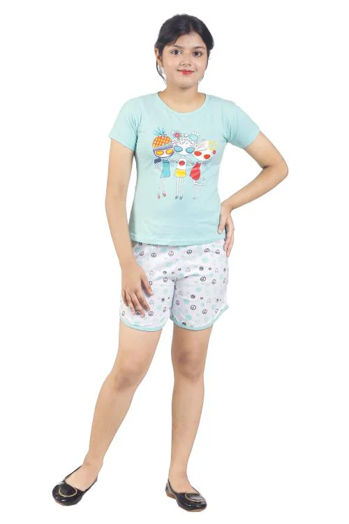 Cotton Shorts Shorts For Girls Night Girls Karen Cotton Printed