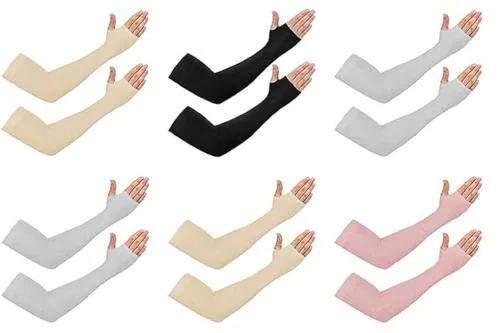 TENDSY UV Protection Cooling Arm Sleeves for Men & Women for Bike Riding/Running/Outdoor Activities (Combo of 6 Pairs, Free size, Multicolor-D2)