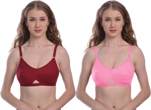 Madam Women Multicolor Non Padded Bra 40B (Pack of - 2)