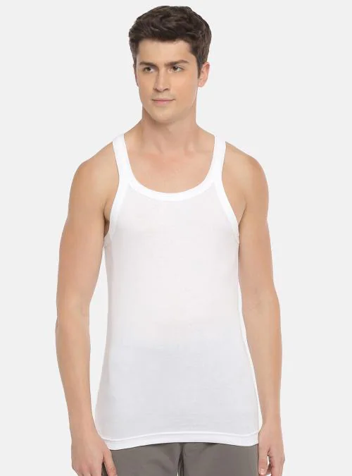Rupa Macroman M Series Men's White Solid 100% Cotton Vest