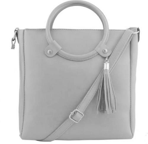 SAHAL FASHION Grey PU and Fabric Sling Bag 5 L - Mini