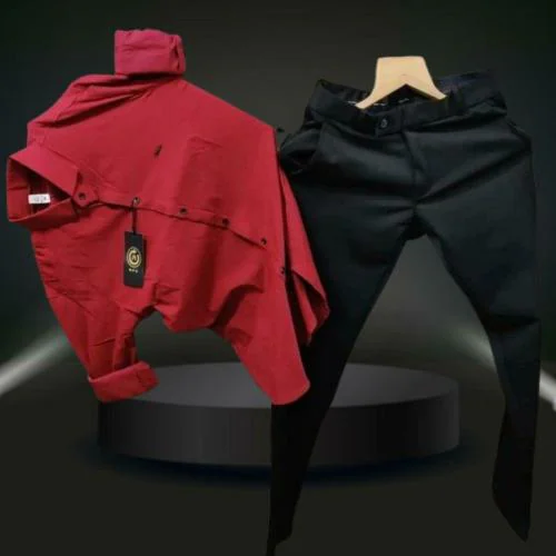 KALANABH boys red shirt and black pant shirt boys fashion Fashion formal red shirt red shirt formal cloth formal pant fotmal black pant cloth out fit for boys (PACK OF 1 PAIR SIZE- XXL)
