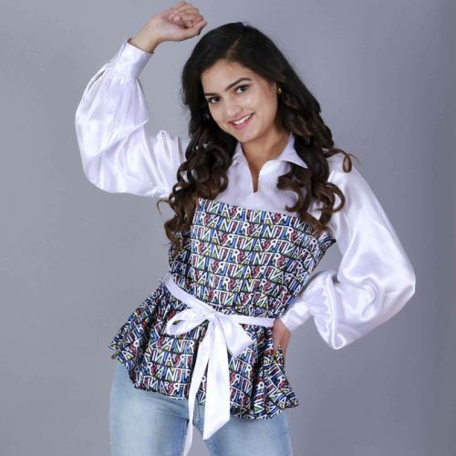 RANJ Women Printed Satin Top (XS)