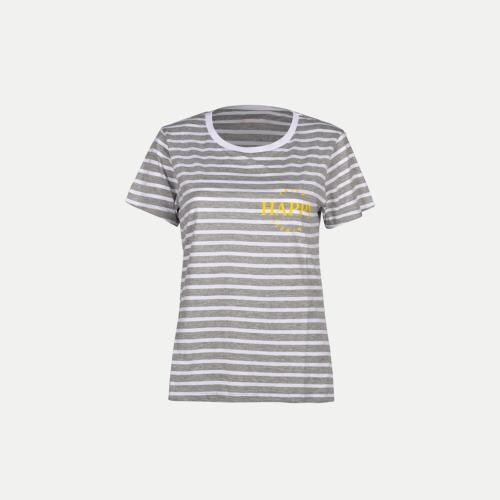 Rad Prix Women White / Grey Striper Half Sleeve T-shirt