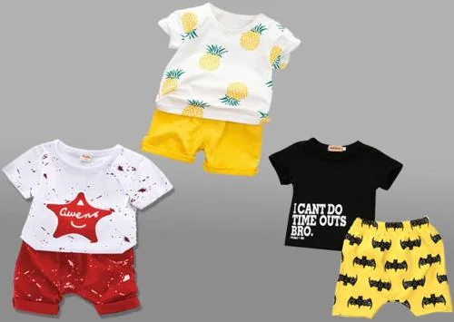 Lofn Stylish Printed Boys Kids Clothing Sets Pack Of 3 - (0-6 Months)