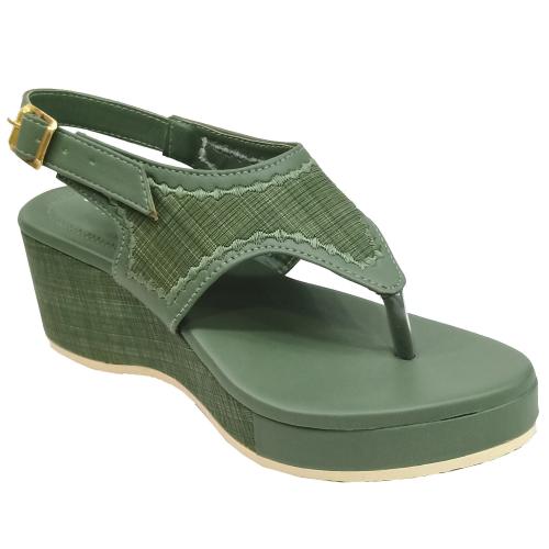 Racecourse Women's Wedges Heel Light Weight Aflatoon With the Heel Height of 2 Inch 421 Green