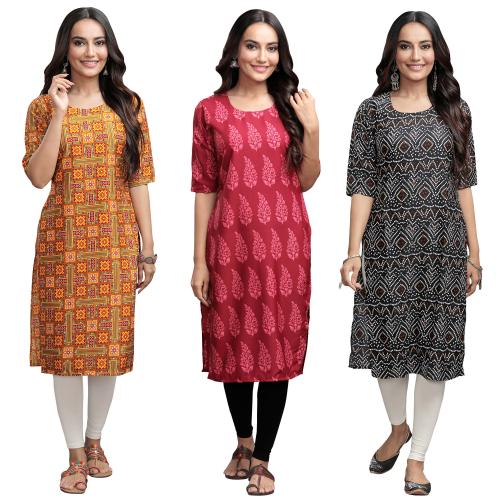 kurti for women kurti crepe kurti | kurti for women | kurti crepe kurti |ladies kurti |women kurta | Creap kurti | kurties |Ethnic Basket Women's Crepe Digital Print Straight Kurta{ 331-347-337-S} [ Pack of 3]