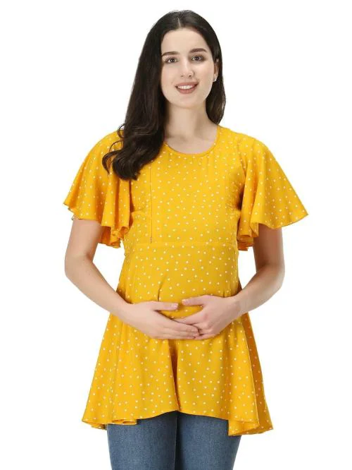 ZUVINO Women's Maternity Feeding Top with Zip for Easy Nursing | Latest Stylish Feeding Tops for Jeans | Maternity Short Kurti for Mothers | Trendy Prints On 100% Viscose Rayon.