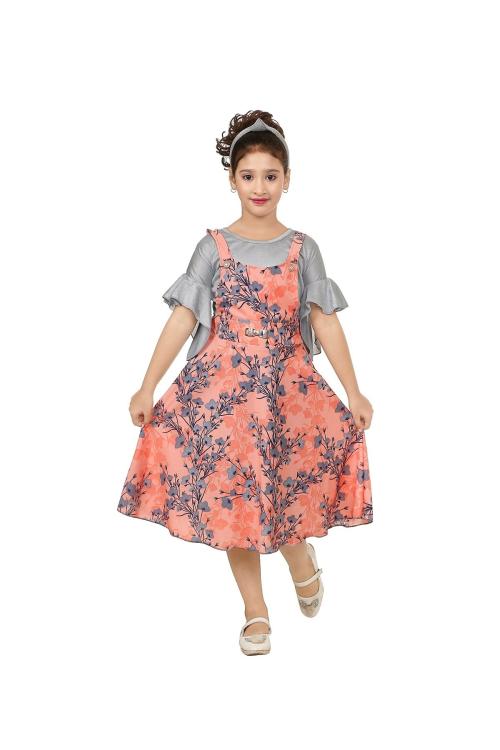 CELEBRITY CLUBGirlsOrangeFloralPolyesterSingleFloral Pathani Frock
