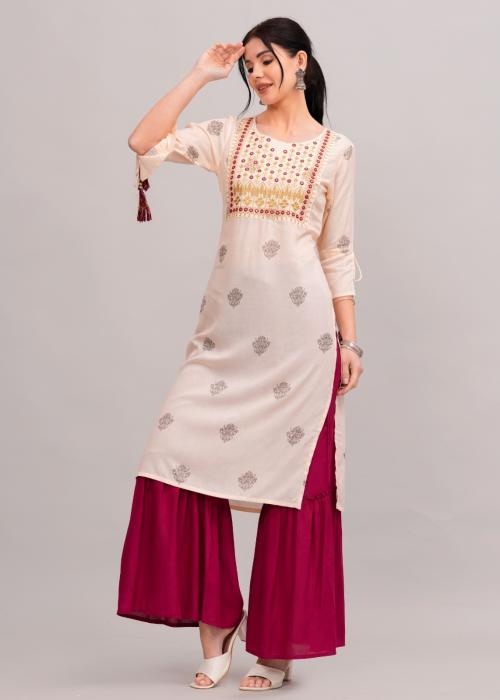 MAUKA Women New Printed Kurti With Sharara Set