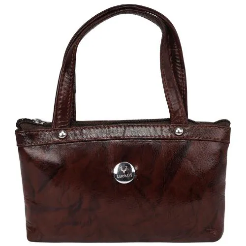 LuckOn Brown Leather Clutch Bag 019
