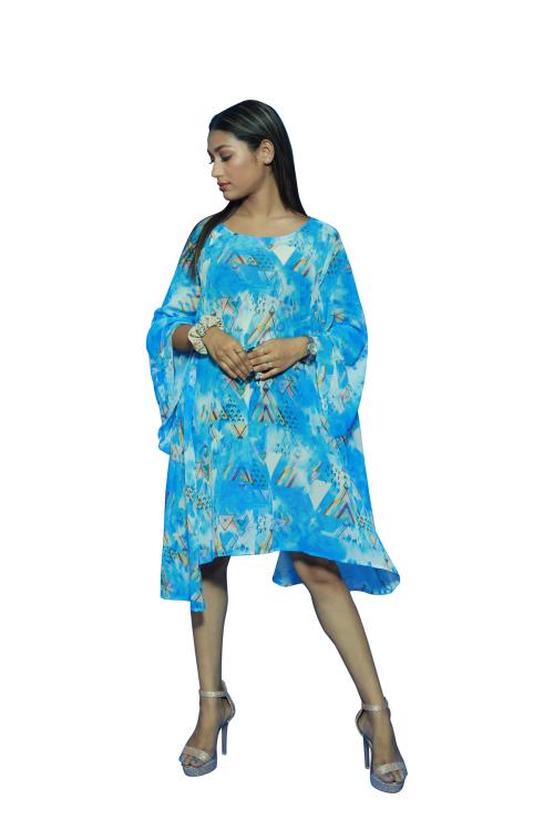 RAJORIA INSTYLE Georgette Digital Printed Stylish Beach Wear Bikini Body Cover Up Designer Kaftan Kurta/Kurti Top Dress for Women and Girls DYA-1-ONE SIZE