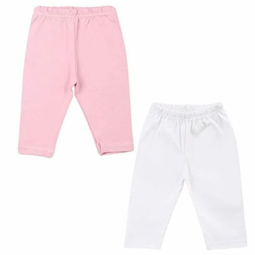 Colorfly Girls Light Pink and White Cotton Leggings (Pack of 2) - 18 - 24M